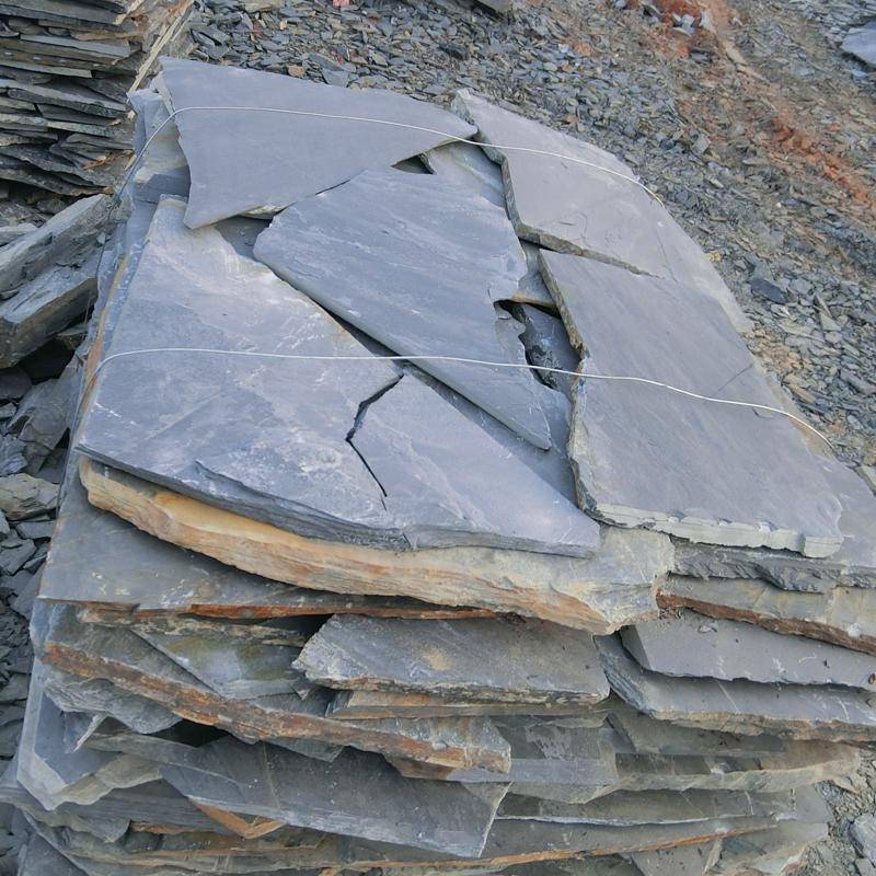 厂家直供青石板碎拼石 | 市政广场/景区园路乱形铺装石 | 高强度耐磨冰裂纹石材批发 - 支持定制 - 庐山市宏泽石业